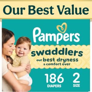 Swaddlers Diapers, Size 2 (10-22 lbs), 186 Count, Fragrance Free, Hypoallergenic, Absorbent, Pediatrician Recommended, Skin Safe