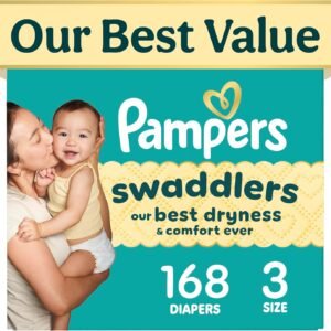 Swaddlers Diapers, Size 3 (13-26 lbs), 168 Count, Fragrance Free, Hypoallergenic, Absorbent, Pediatrician Recommended, Skin Safe