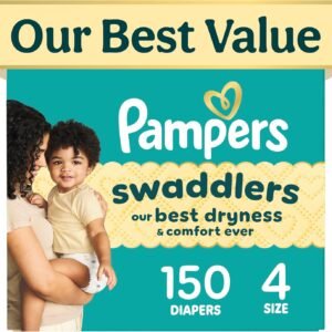 Swaddlers Diapers, Size 4 (15-34 lbs), 150 Count, Fragrance Free, Hypoallergenic, Absorbent, Pediatrician Recommended, Skin Safe