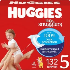 Huggies Size 5 Diapers, Little Snugglers Baby Diapers, Size 5 (27+ lbs), 132 Count (2 Packs of 66), Packaging May Vary