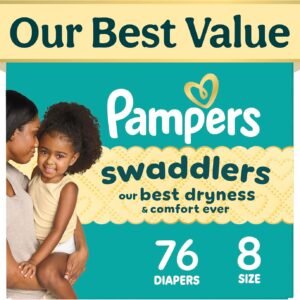 Swaddlers Diapers, Size 8 (30+ lbs), 76 Count, Fragrance Free, Hypoallergenic, Absorbent, Pediatrician Recommended, Skin Safe