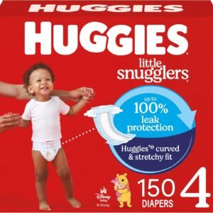 Huggies Size 4 Diapers, Little Snugglers Baby Diapers, Size 4 (22-37 lbs), 150 Count (6 Packs of 25), Packaging May Vary