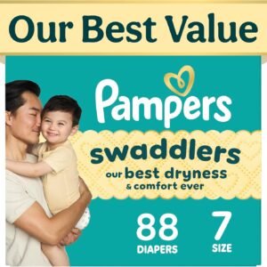Swaddlers Diapers, Size 7 (26-50 lbs), 88 Count, Fragrance Free, Hypoallergenic, Absorbent, Pediatrician Recommended, Skin Safe